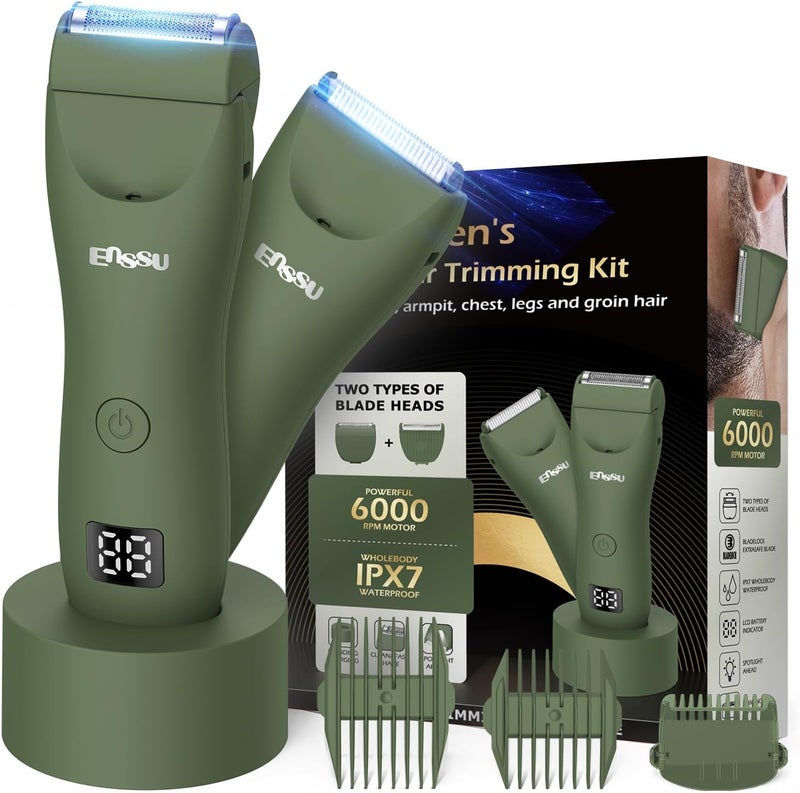 ENSSU Manscape Trimmer for Men, 2 in 1 Electric Hair Trimmer for Men - Trimmer with Ceramic Blade & Foil Shaver, No-Nick Shaving, IPX7 Waterproof Body Groomer for Bikini/Pubic/Groin - Image 1
